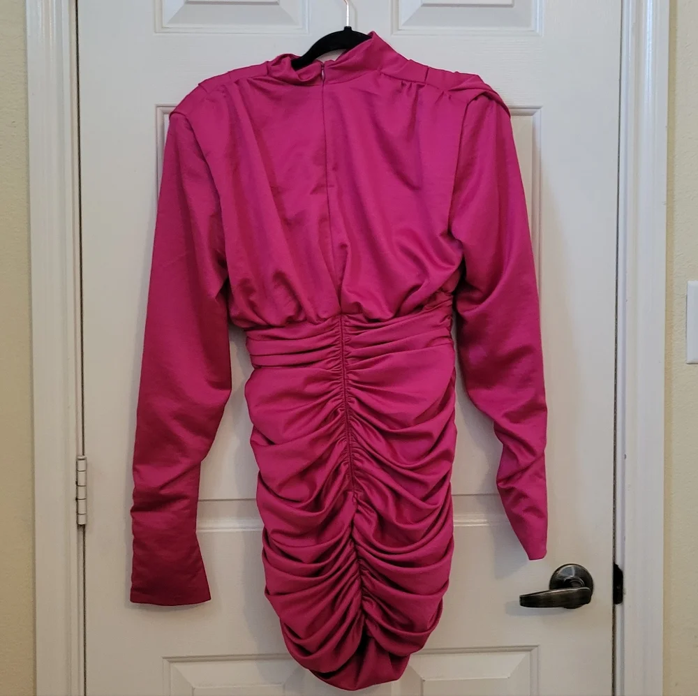 House of CB Giorgiana Satin Draped Pink Mini Dress - Picture 6 of 11